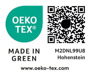 MADE IN GREEN by OEKO-TEX® marķējums, M2DNL99U8 Hohenstein, www.oeko-tex.com