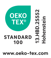 Zīmogs STANDARD 100, 13.HBD.25552 Hohenstein, www.oeko-tex.com