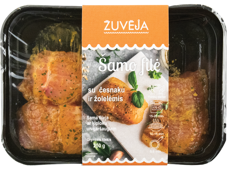 Sama fileja, marinēta ar ķiplokiem un garšaugiem, 250 g