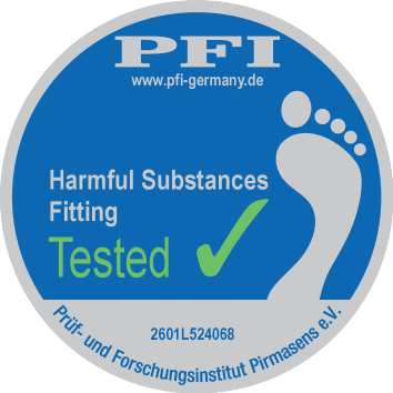 PFI zīmogs par pārbaudītām kaitīgām vielām un piemērotību, numurs 2601L524068.