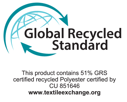 Global Recycled Standard: Šis produkts satur 51% GRS sertificēta pārstrādāta poliestera, sertificēts ar CU 851646. www.textileexchange.org