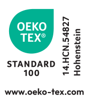 OEKO-TEX STANDARD 100 zīmogs, numurs 14.HCN.54827 Hohenstein, www.oeko-tex.com