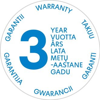 3 gadu garantija uz apaļa zīmoga.