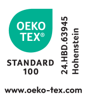 Tekstila zīmogs STANDARD 100, numurs 24.HBD.63945 Hohenstein, oeko-tex.com
