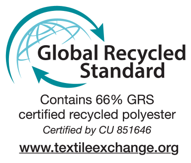 Global Recycled Standard zīmogs: Satur 66% GRS sertificēta pārstrādāta poliestera, sertificēts ar CU 851646.