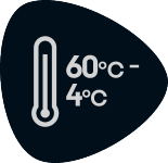 Temperatūras diapazons no 60°C līdz 4°C ar termometra ikonu.