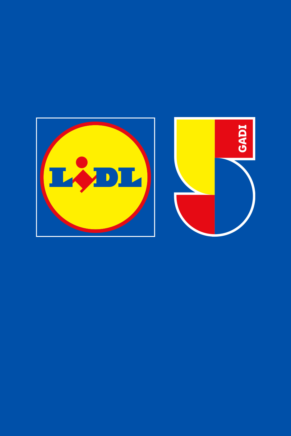 Veikala logotips uz zila fona, blakus tam stilizēts cipars 5 ar uzrakstu GADI.