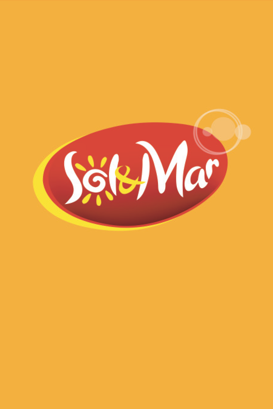 Logotips ar uzrakstu «Sol & Mar» uz sarkana ovāla ar dzeltenu apmali uz oranža fona.