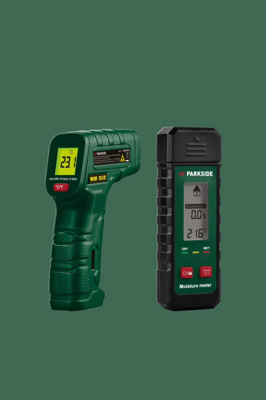PARKSIDE infrasarkanais termometrs un mitruma mērītājs