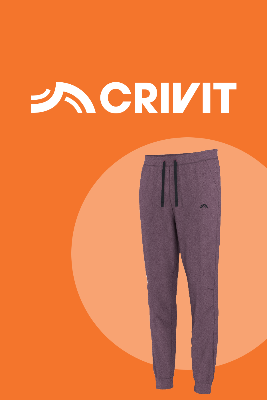 Vīriešu sporta bikses ar aukliņu jostasvietā uz oranža fona ar baltu logotipu.