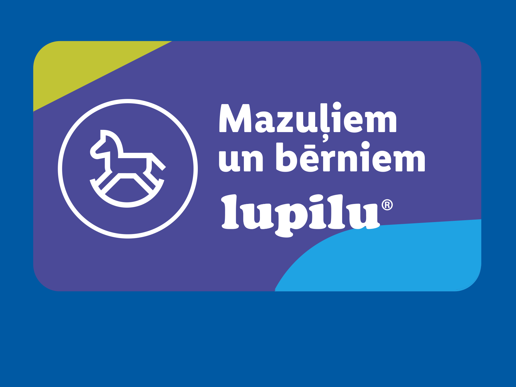Violeta karte ar baltu šūpuļzirdziņu un tekstu «Mazuļiem un bērniem».