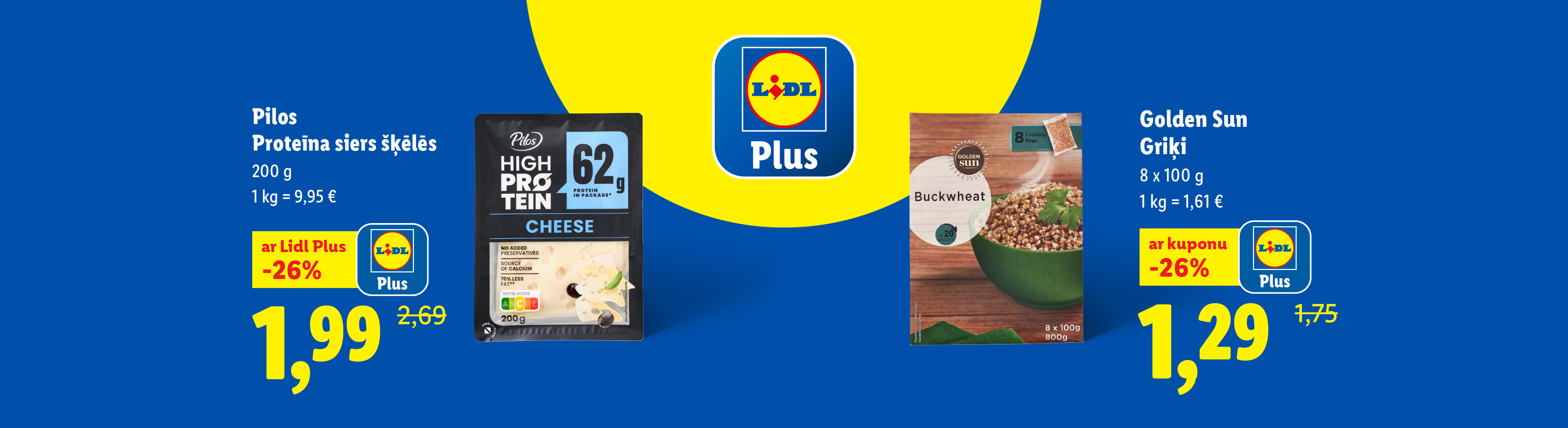 Lidl piedāvā 26% atlaidi Pilos Proteīna siers šķēlēm (200 g).