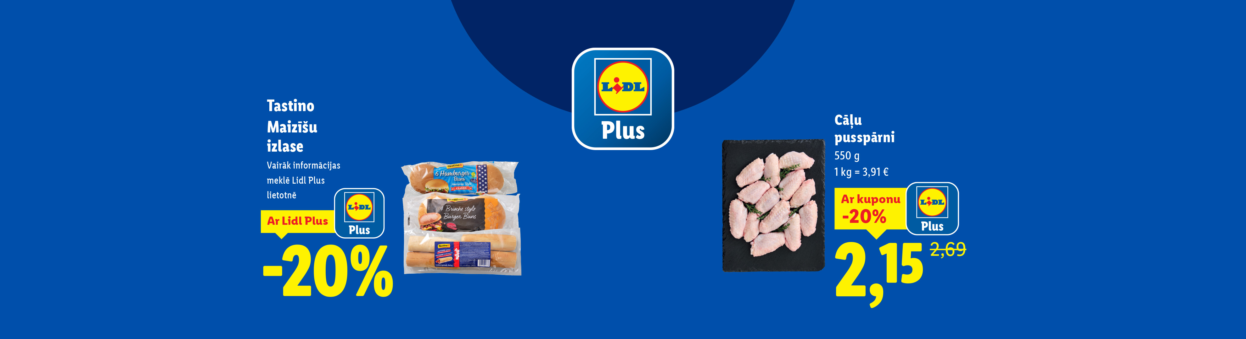 Tastino, Maizīšu izlase, Ar Lidl Plus -20%, Cāļu pusspārni, 550g, 2,15 eiro, Ar kuponu -20%, 1 kg = 3,91 eiro