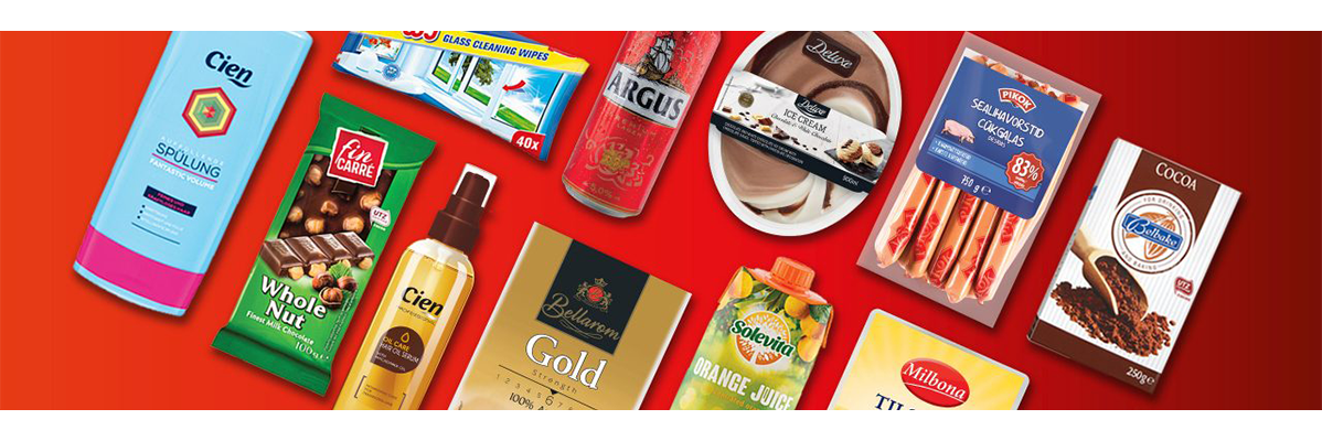 Cien šampūns, Fin Carre šokolāde, Argus alus un citi produkti.