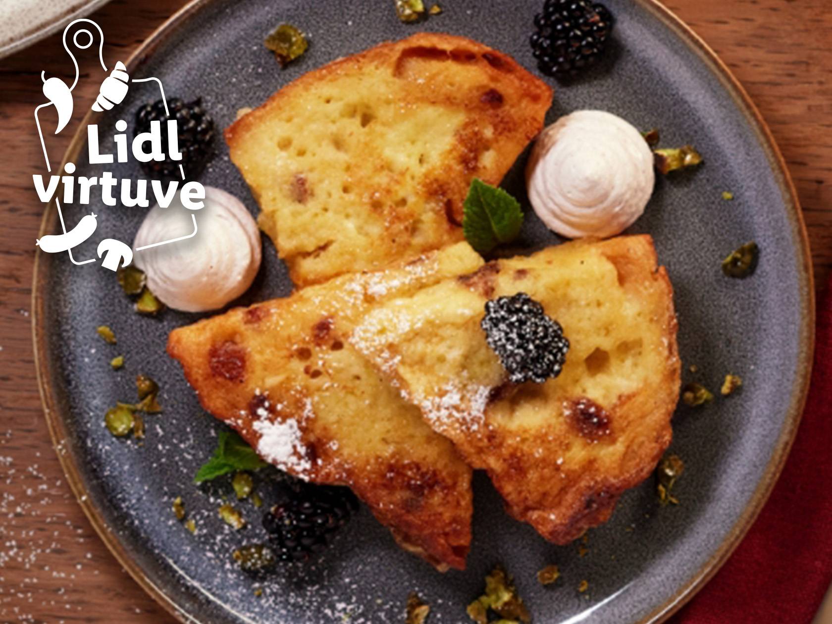 Lidl virtuve vafeles ar meringue un mellenēm.
