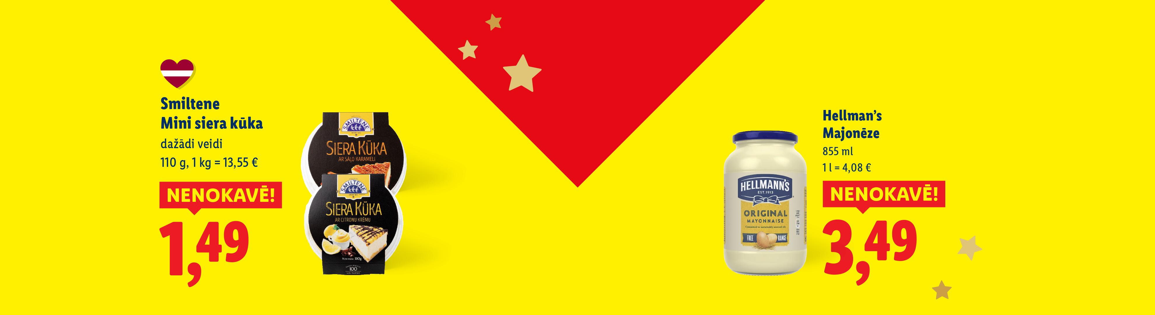 Мини-чизкейк Smiltene и майонез Hellmann's по акционным ценам.