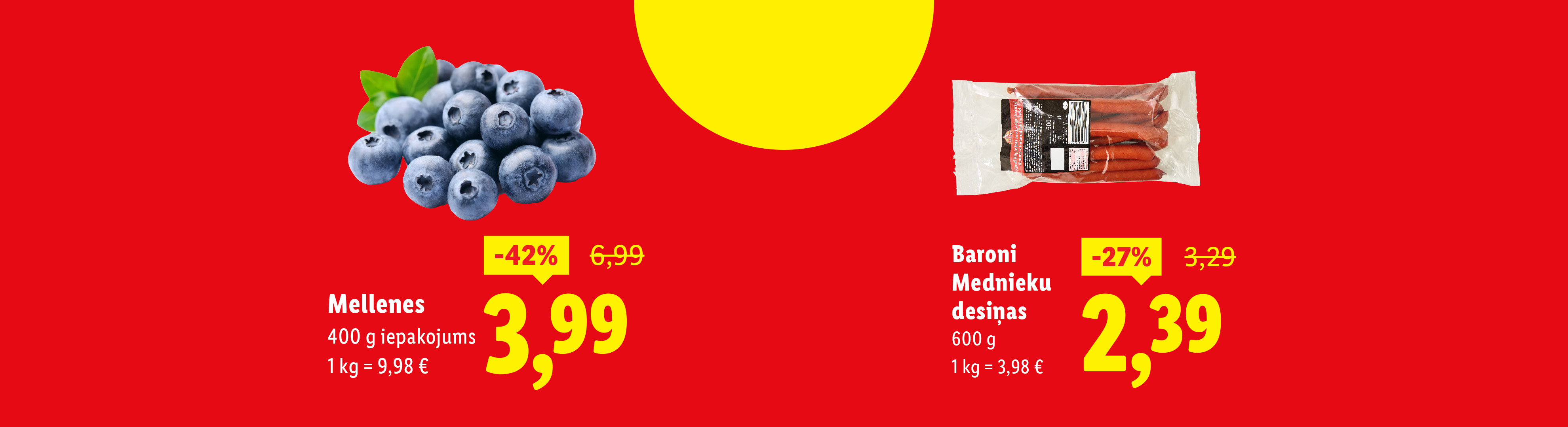 Mellenes un Baroni mednieku desiņas ar atlaidi uz sarkana fona.