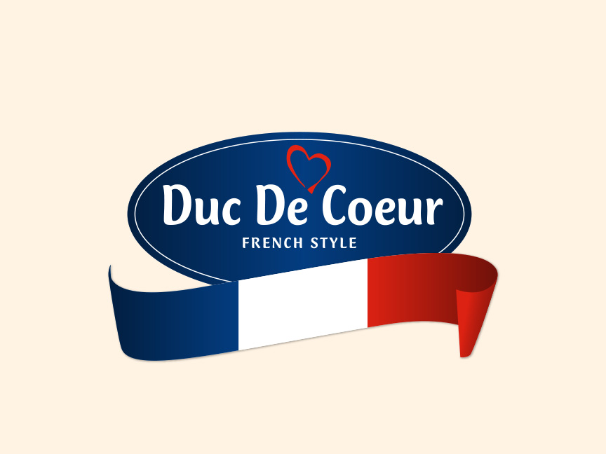 Duc De Coeur logotips ar Francijas karogu un uzrakstu 'FRENCH STYLE'.