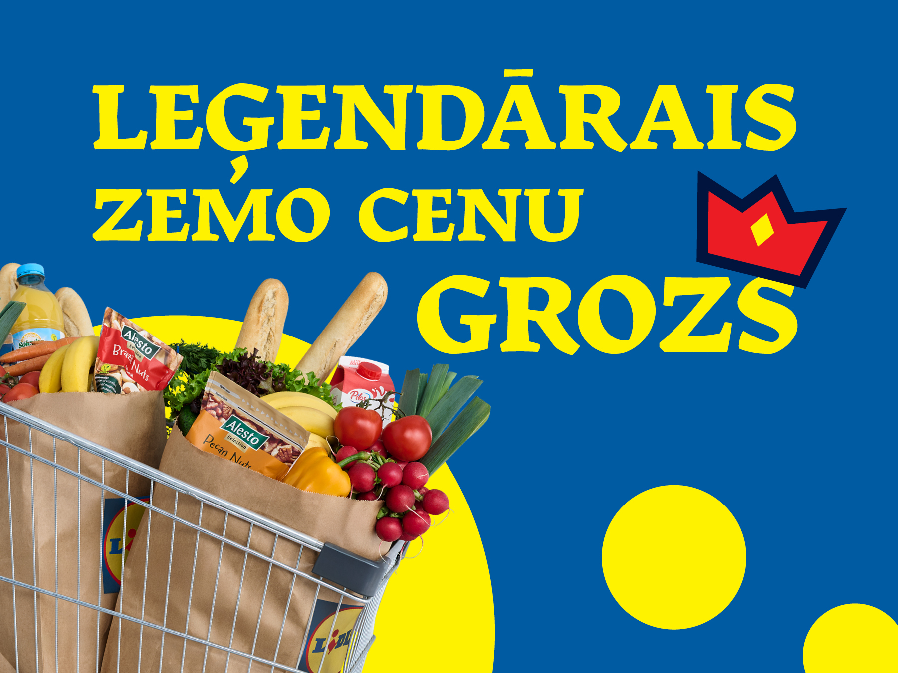 Lidl iepirkumu grozs ar Alesto produktiem: leģendāri zemas cenas.