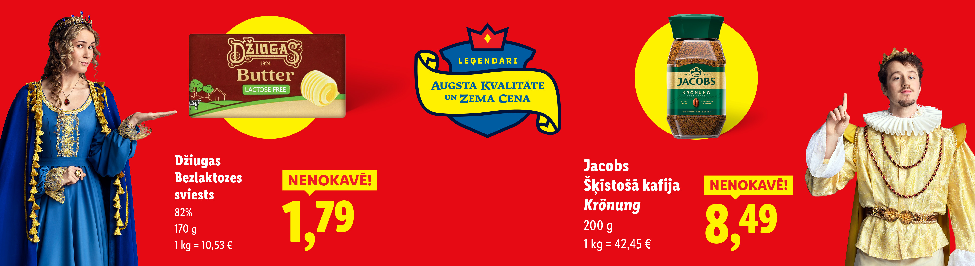Džiugas bezlaktozes sviesta reklāma ar atlaidi.