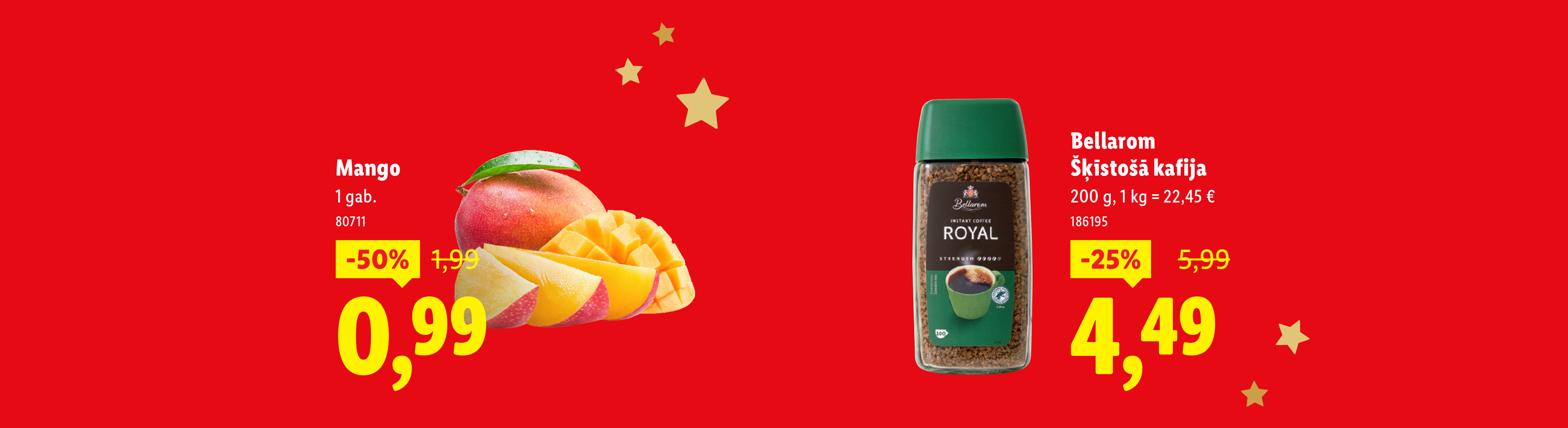Манго и растворимый кофе Bellarom Royal со скидкой.