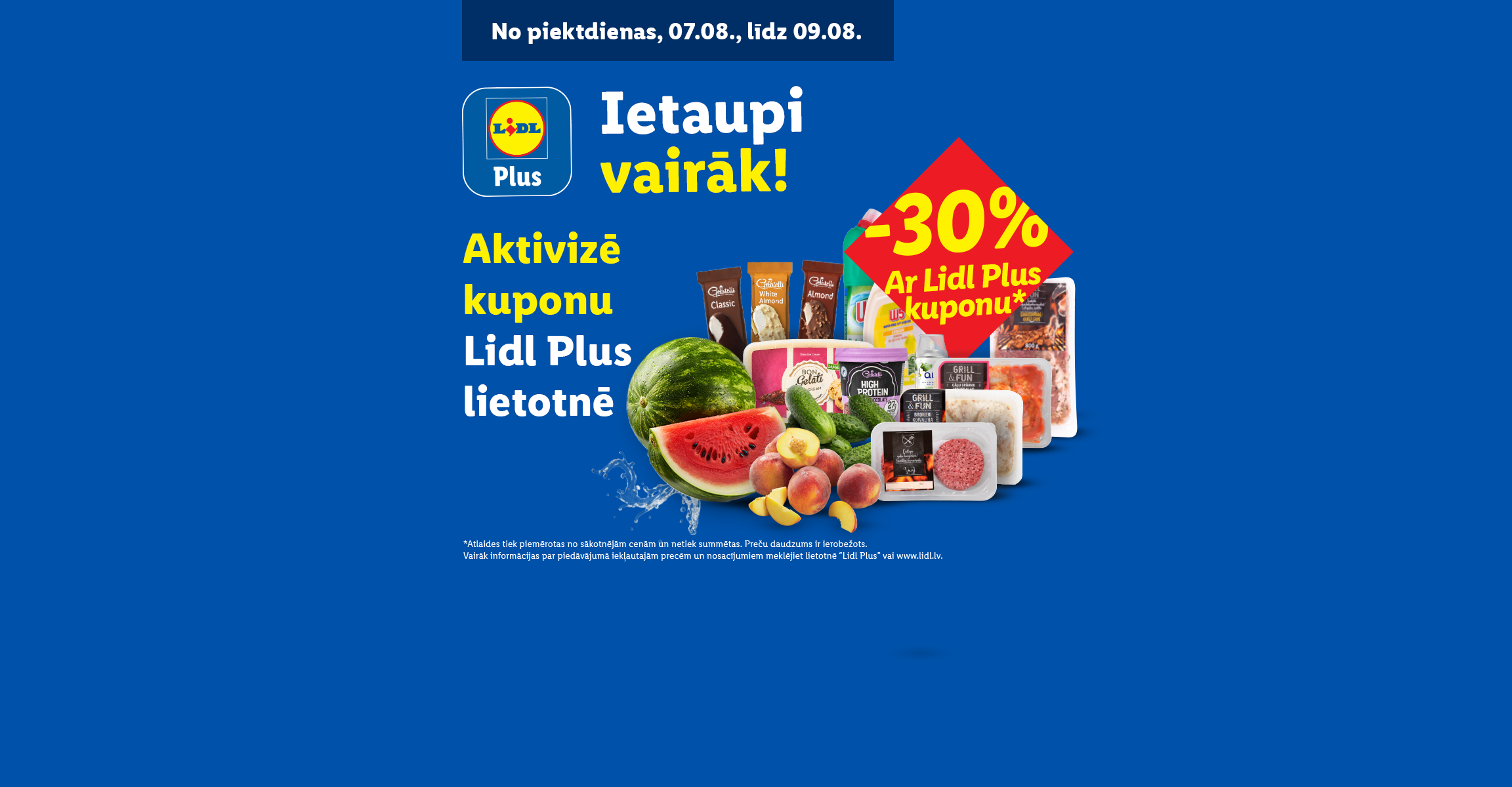 Lidl Plus piedāvājums: ietaupiet vairāk ar kuponiem saldējumam, gaļai, dārzeņiem un tīrīšanas līdzekļiem.