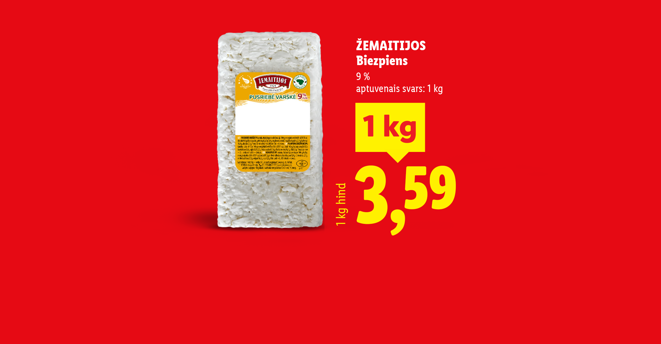 Gāzēti dzērieni (kola, fanta, spraits) 2 litru pudelēs un biezpiens 1 kg iepakojumā ar cenām.