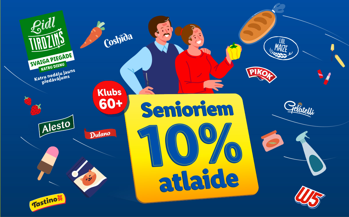10% atlaide senioriem Lidl, Coshide un citu zīmolu precēm.