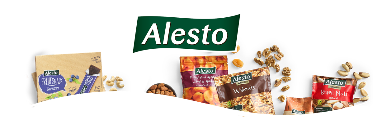 Alesto: žāvēti augļi, rieksti, riekstu maisījumi.