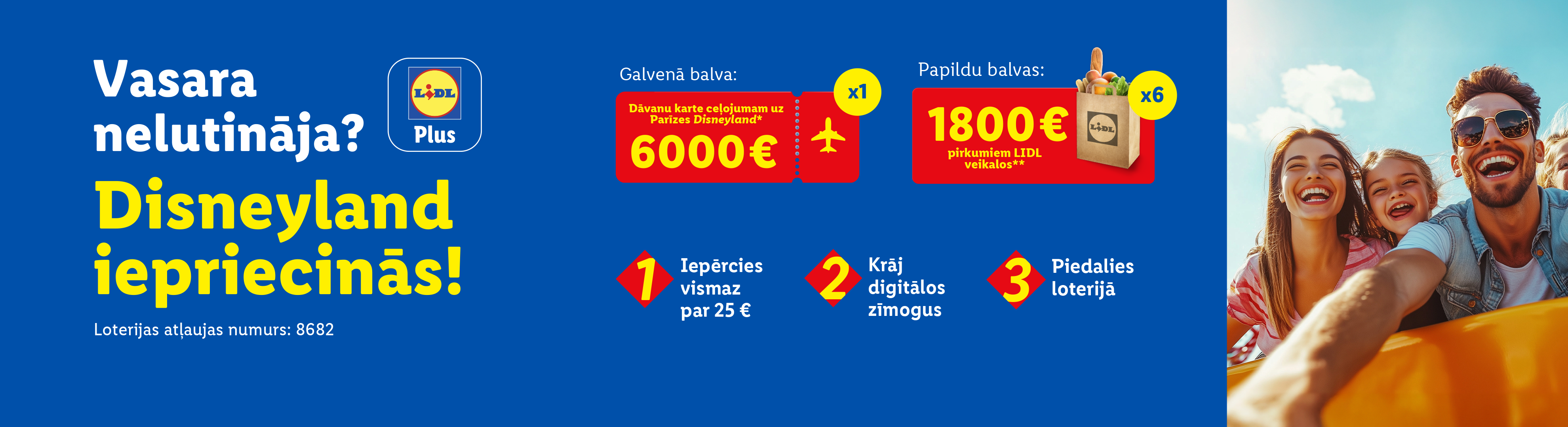 Lidl Plus loterijas uzvarētāji bauda prieku Disnejlendā.