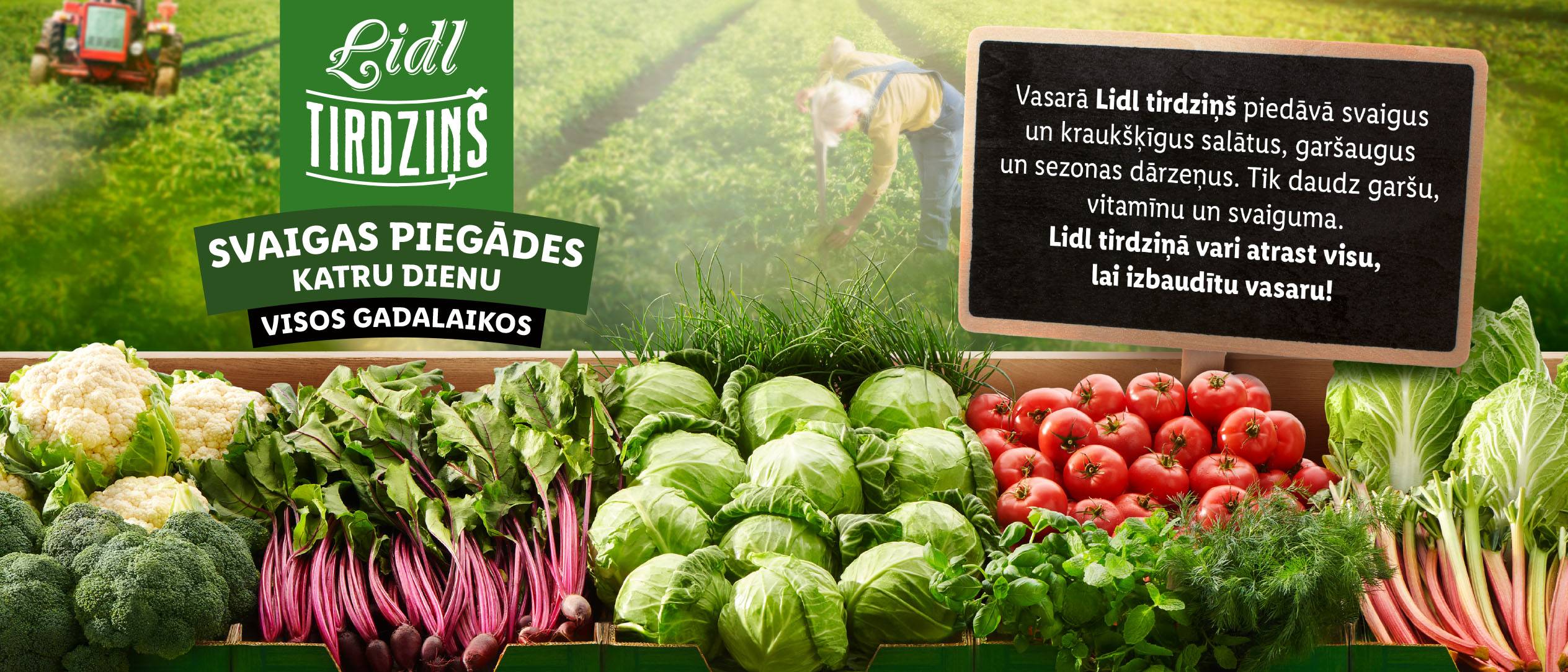 Lidl: svaigi augļi, dārzeņi un garšaugi.