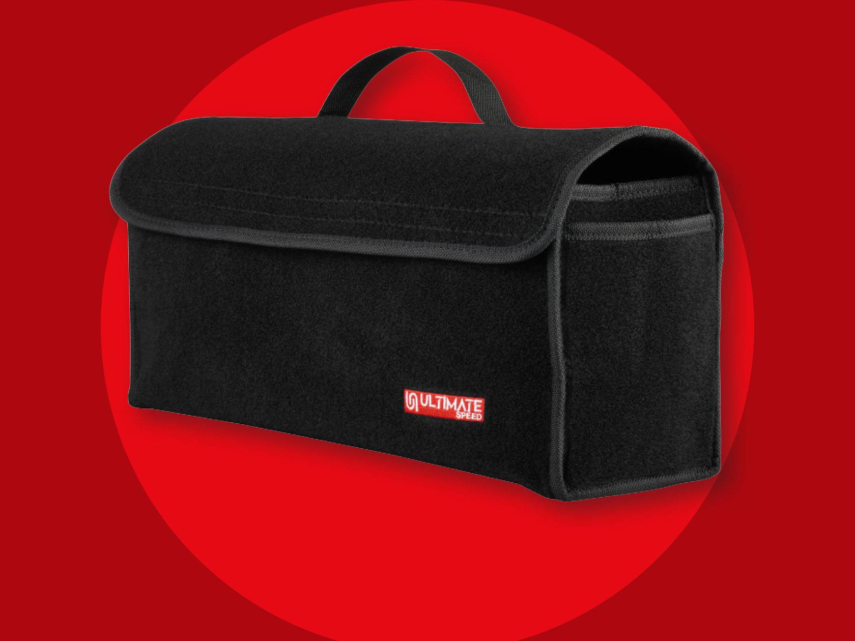 Ultimate Speed automašīnas organizators - melns, mīksts materiāls, ērta rokturis.