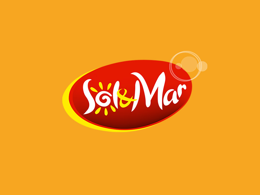 Красный овал с белой надписью «Sol & Mar» на оранжевом фоне.