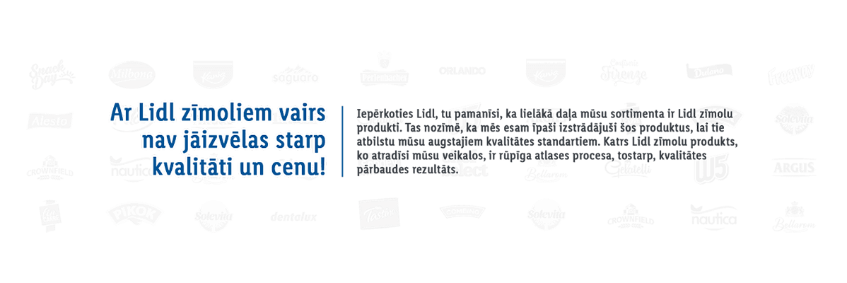 Lidl produkti: Milbona, Kania, Alesto u.c., kvalitāte un cena.